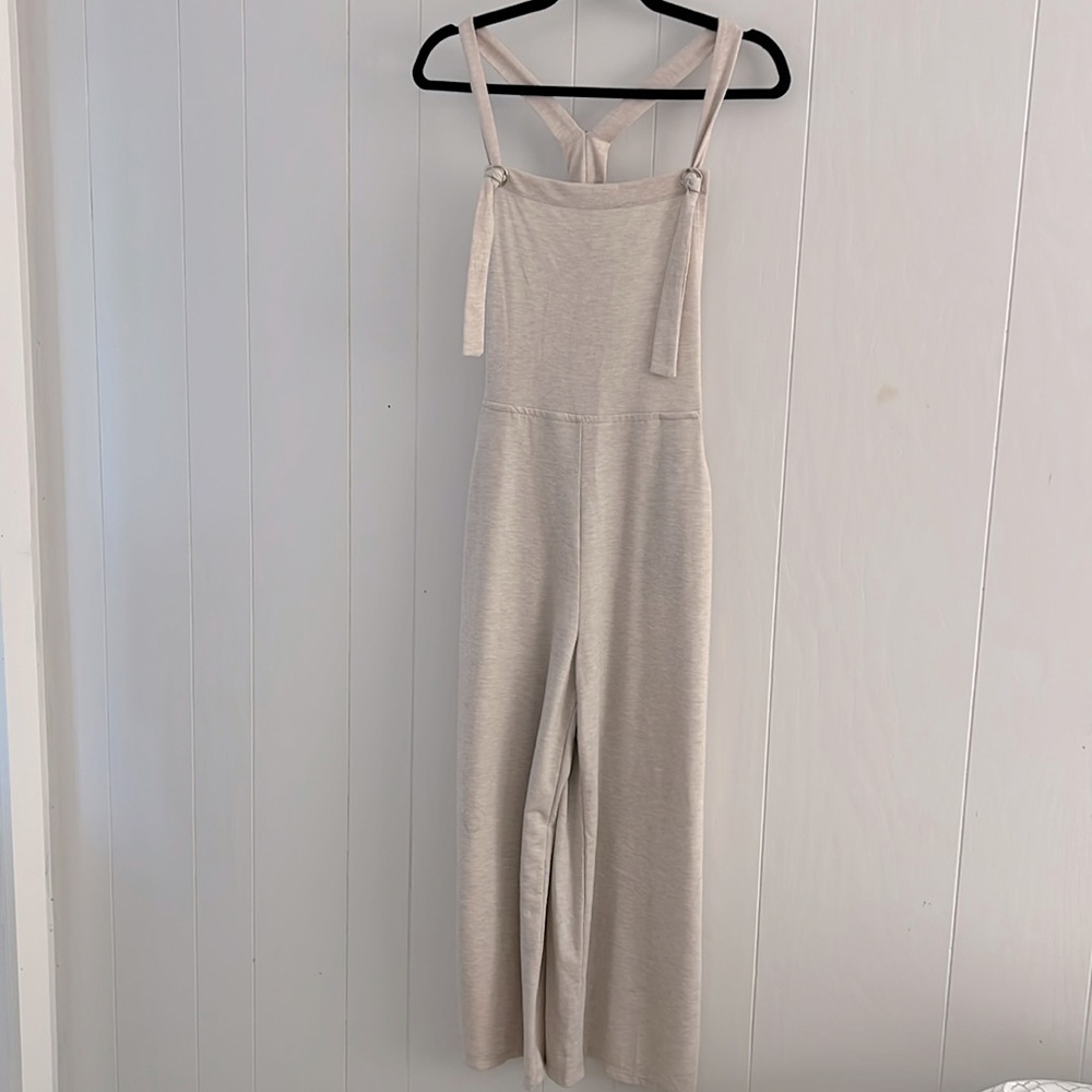 Wide leg adjustable tie strap jumper